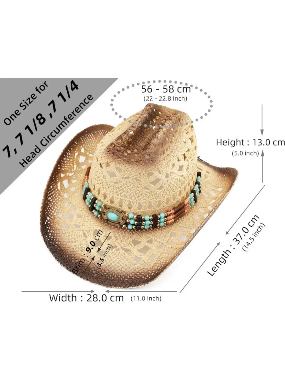 Men's Beige Pull-On Western Cattleman Style Wide Shapeable Brim Cowboy Hat